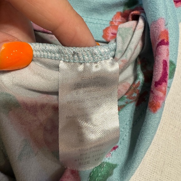 Between Girls Size 12 Floral Kids Shirt - Blue and Pink - Picture 3 of 6